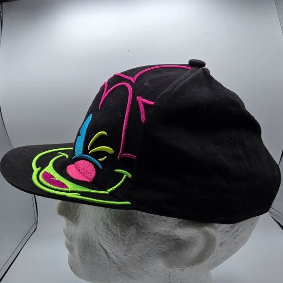 Disney Neon Mickey Mouse Black Snapback Hat Adjustable Bright Embroidered Cap - Picture 2 of 9